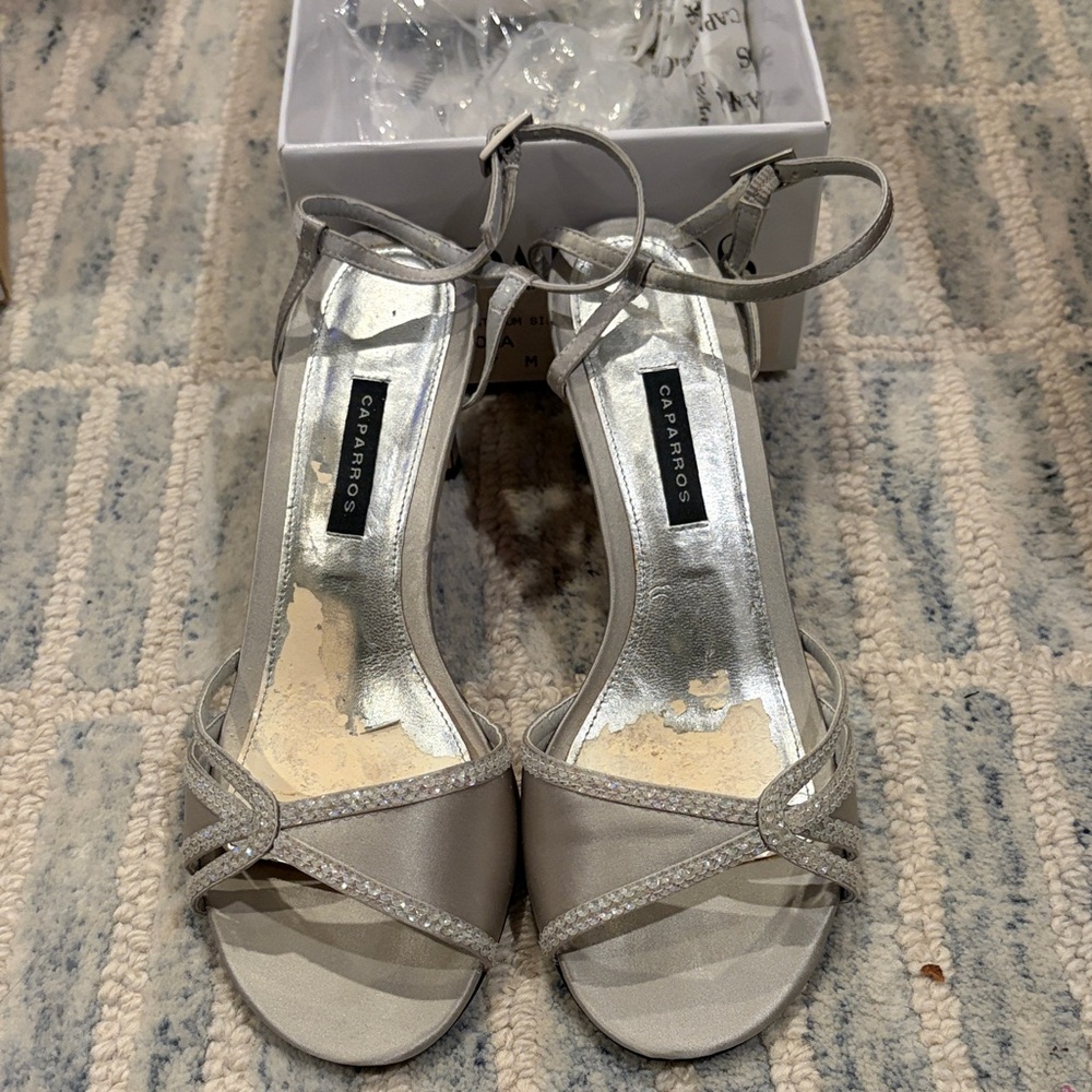 Caparros Women's Silver Satin Heels
